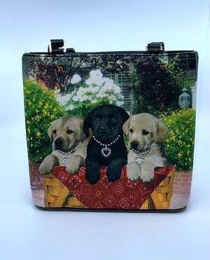 Labrador Retriever Puppy Trio Shoulder Bag Embellished